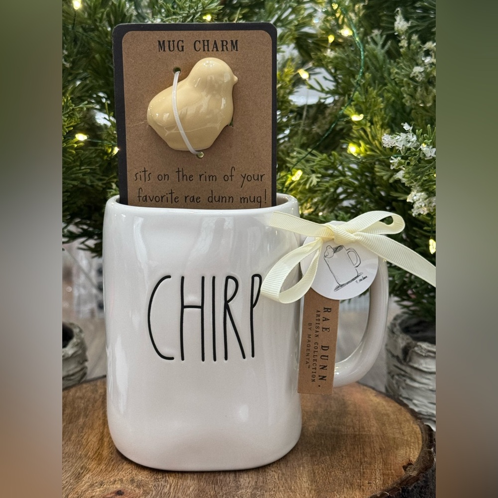 🐥Brand NEW w/Tags Rae Dunn CHIRP Mug w/Removable Baby Chicken Mug Charm 🐥